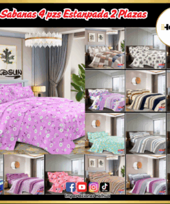 SET DE SABANAS 4 PIEZAS ESTAMPADA 2 PLAZAS
