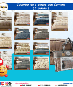 COBERTOR DE 5 PIEZAS CON CARNERO ( 2 PLAZAS )