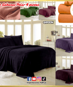 SET DE SABANA POLAR 4 PIEZAS ESTAMPADO QUEEN