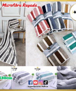 TOALLA MICROFIBRA RAYADA 70X140CM