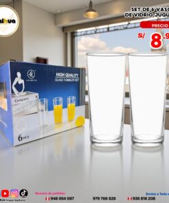 SET DE 6 VASOS JUGUERO DE VIDRIO