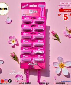 SET DE 12 RASURADORES ROSADOS